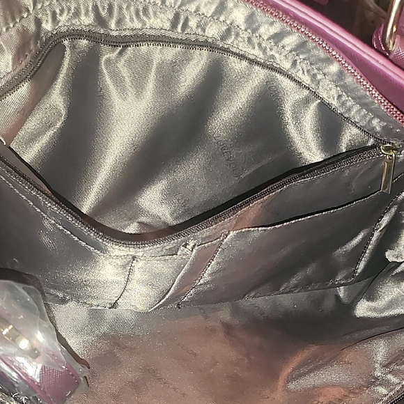 LOVEVOOK Deep Plum Vegan Leather Laptop Tote Bag NWOT 17.3" Work Purse - Picture 5 of 8